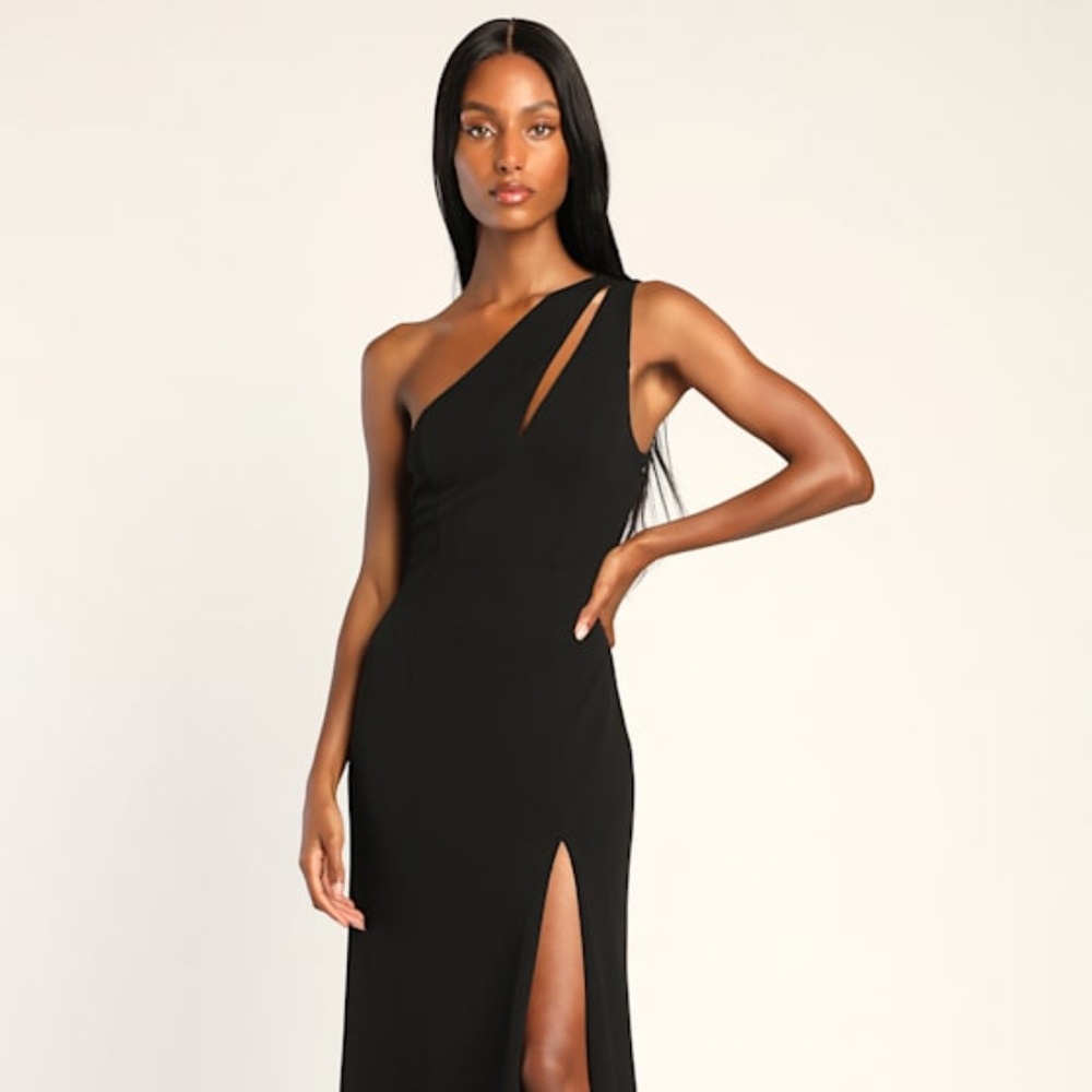 Lulus Divinely Dynamite Black One-shoulder Maxi Dress - Size S